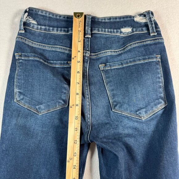 Flying Monkey Jeans Womens 26 Blue Skinny Mid Rise Dark Wash Stretch Distressed - Picture 10 of 11